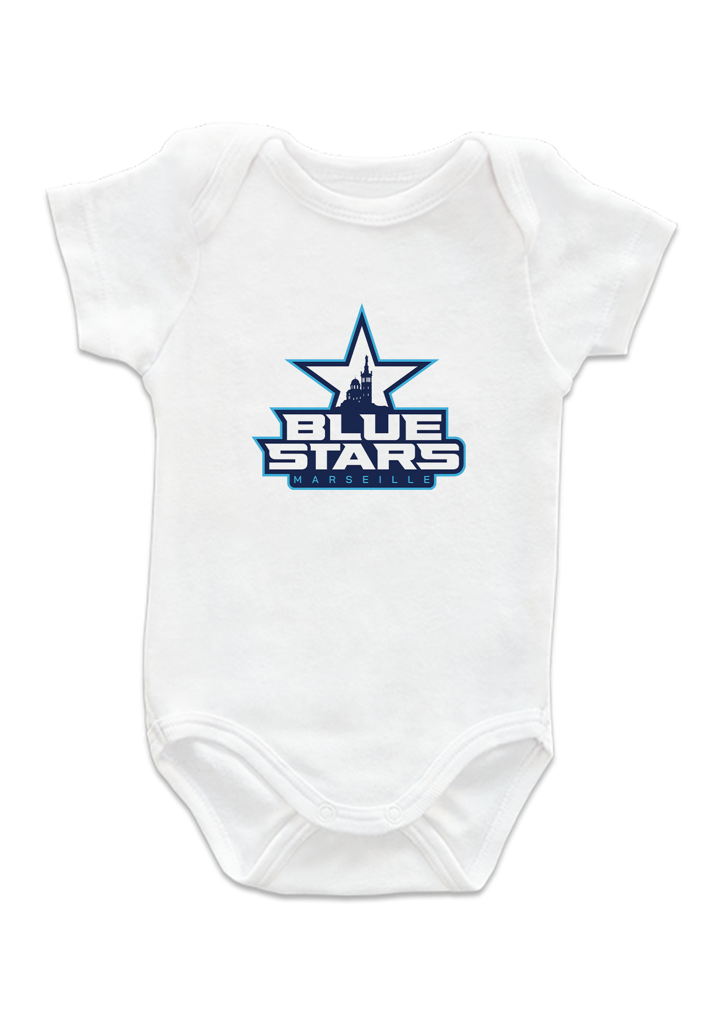 Body bébé bio premium blanc Blue Stars Marseille - bodybebe